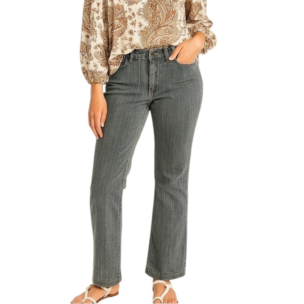 Tahari 6 Gray Denim Jeans Classic Straight Leg Cotton
